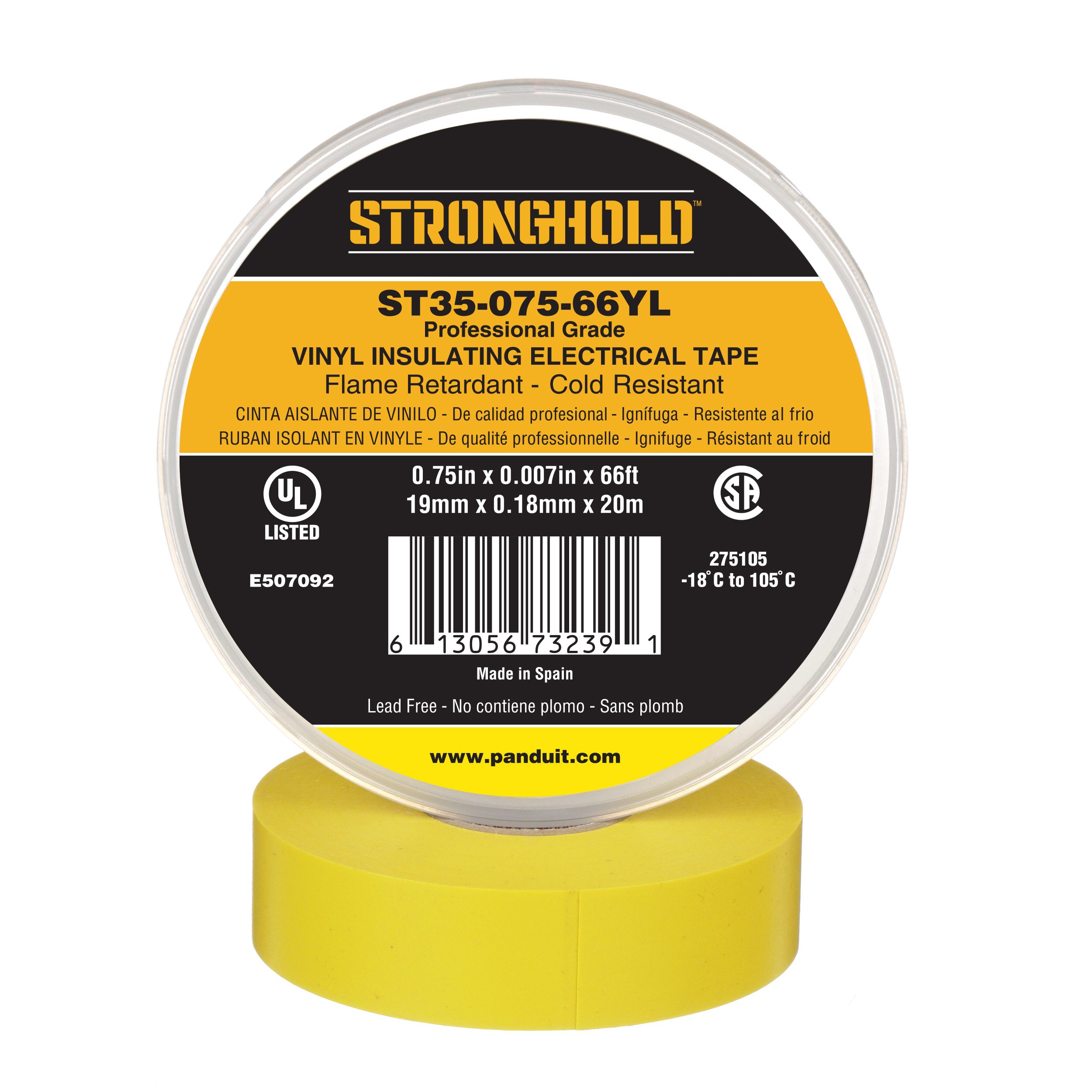 Elektrik Bandı, Sarı, PVC, Profesyonel Kalite, 19mm, 0.18mm, Paket 1