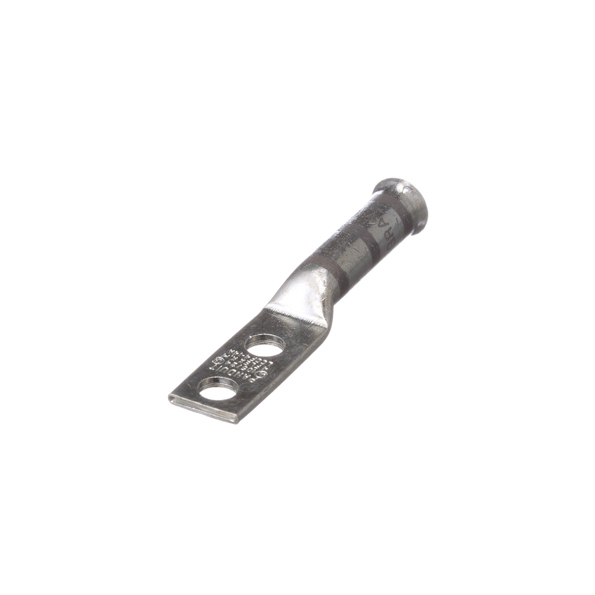 Bakır Uzun Çanaklı Sıkıştırmalı Genişletilmiş Pabuç, 2 Delikli, 4 AWG Esnek, 1/4 Somun, 5/8 Boşluk
