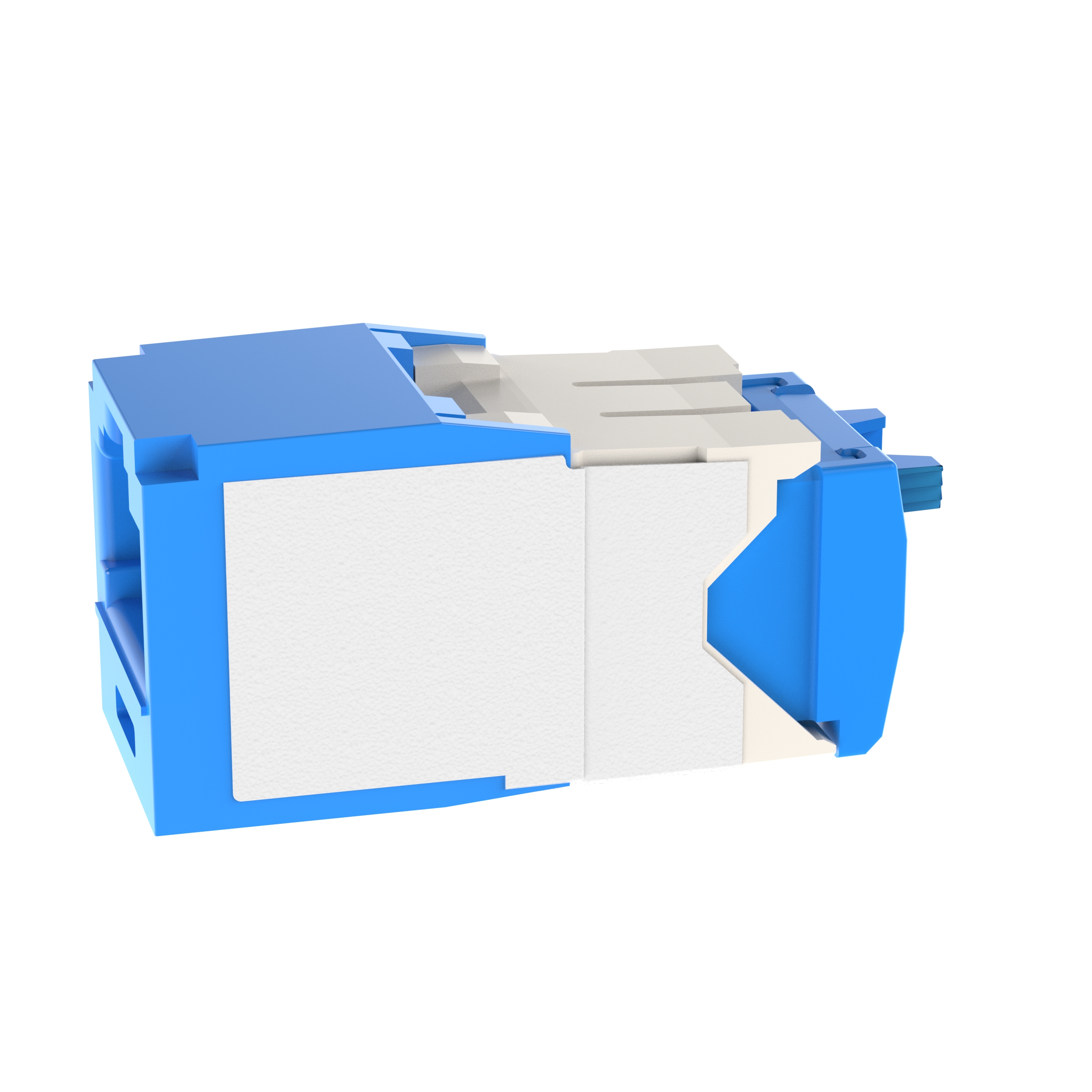 Bükümlü Çift RJ45 Cat 6A Kilitlemeli TG Jak Modülü, Mavi