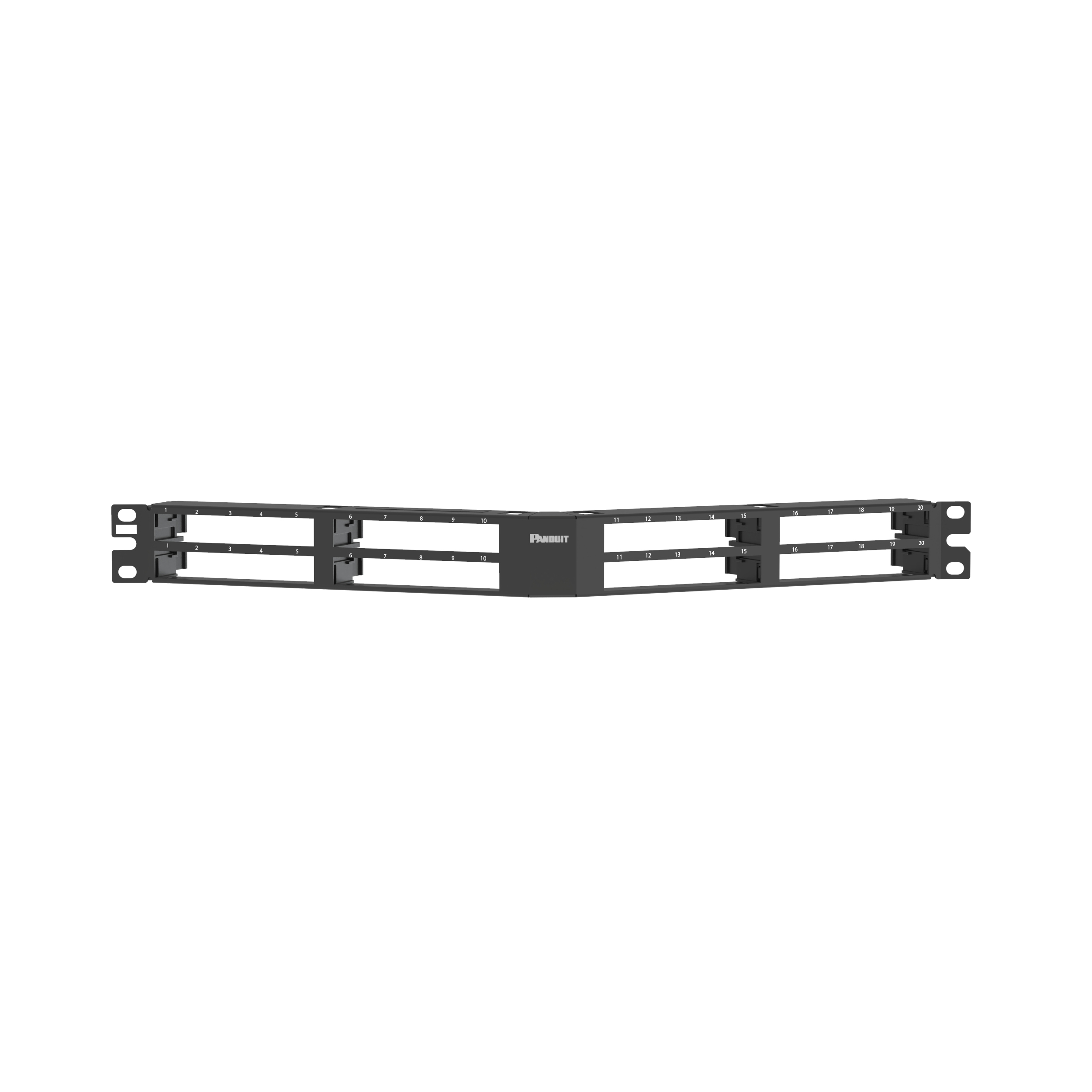 QuickNet™ Dik Açılı Tam Metal Patch Panel, 48 Port, 1 RU, Siyah