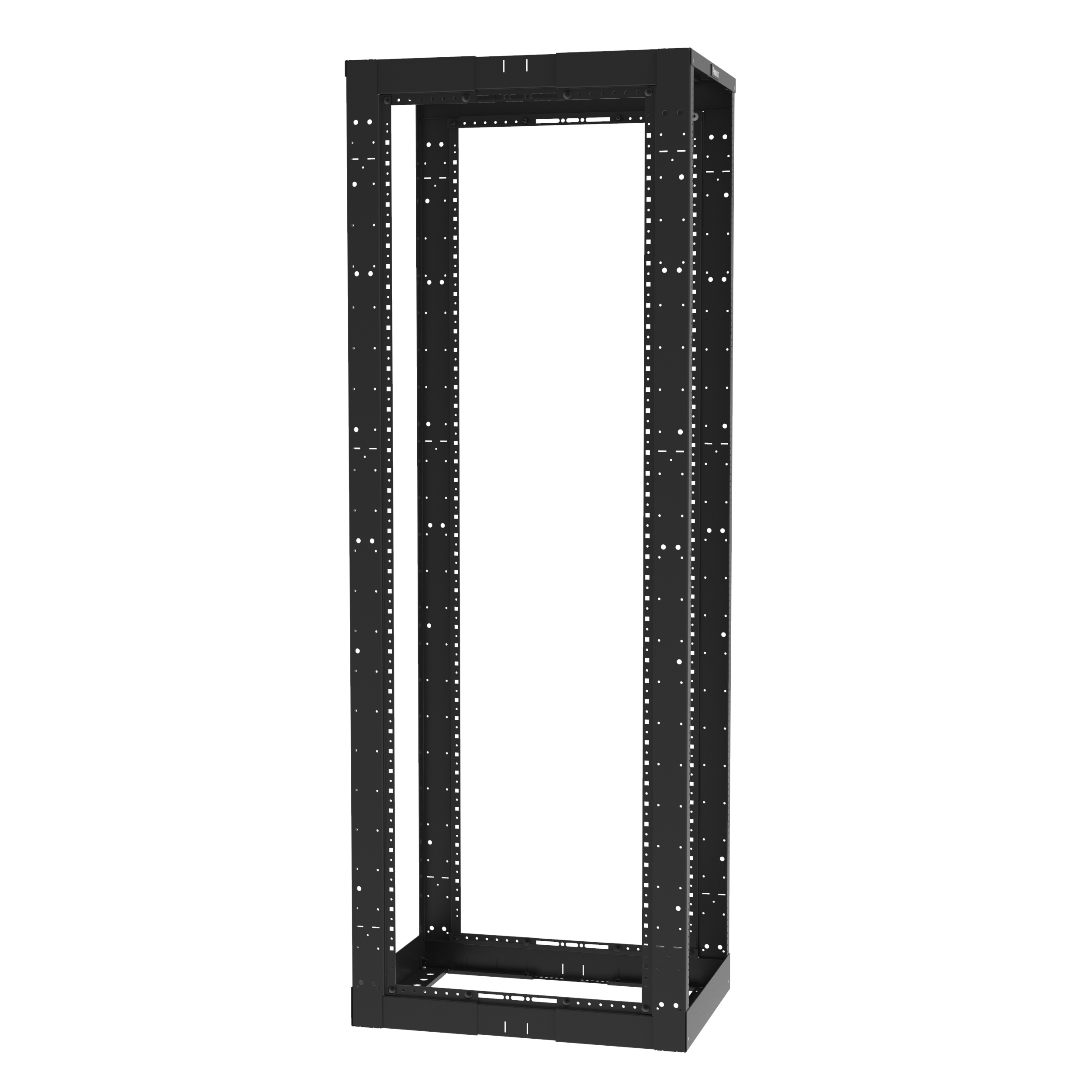 4 Post Rack, Ayarlanabilir Derinlik, 45RU, #12-24 Dişli E-Raylar, Siyah