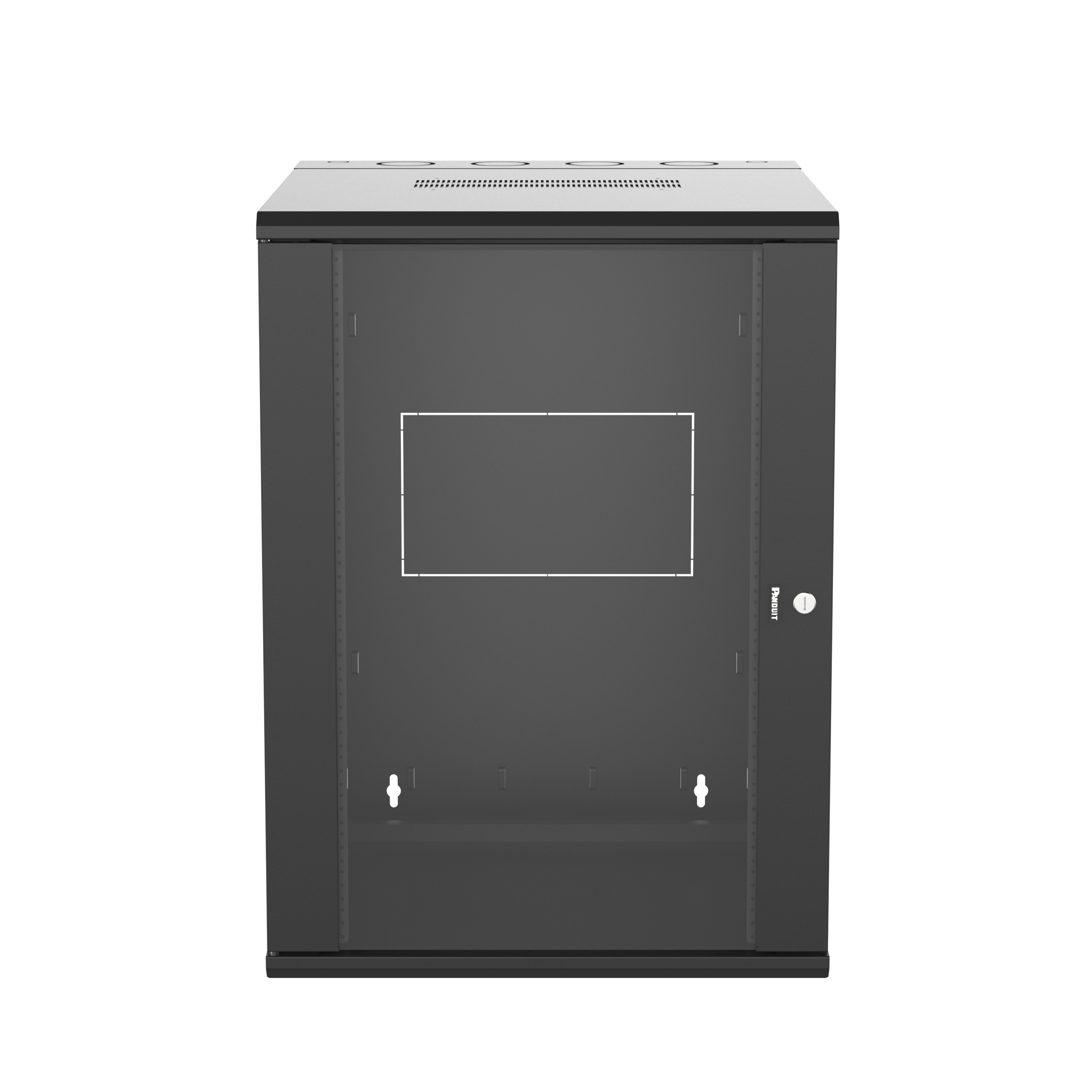 PanZone® Duvar Montajlı Kabin, 18RU, 30" Derinlik, Pencere Açıklı Kapı, Siyah