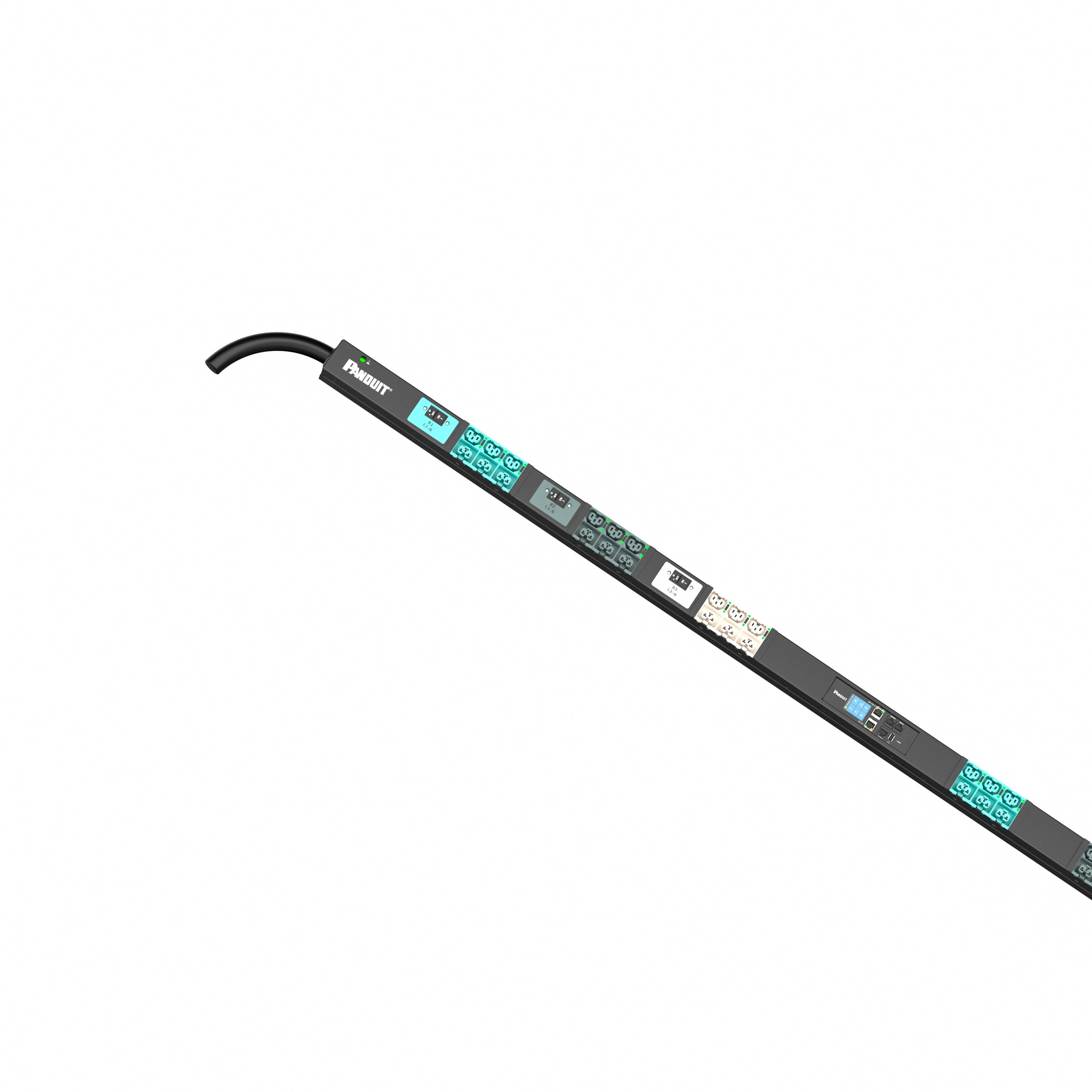 EL2P MSPO PDU, 20/16 AMP, (18)C13/C15, (18)C13/C15/C19/C21, IEC 60309 3P+N+E 6h 20A/16A (IP44), SİYAH