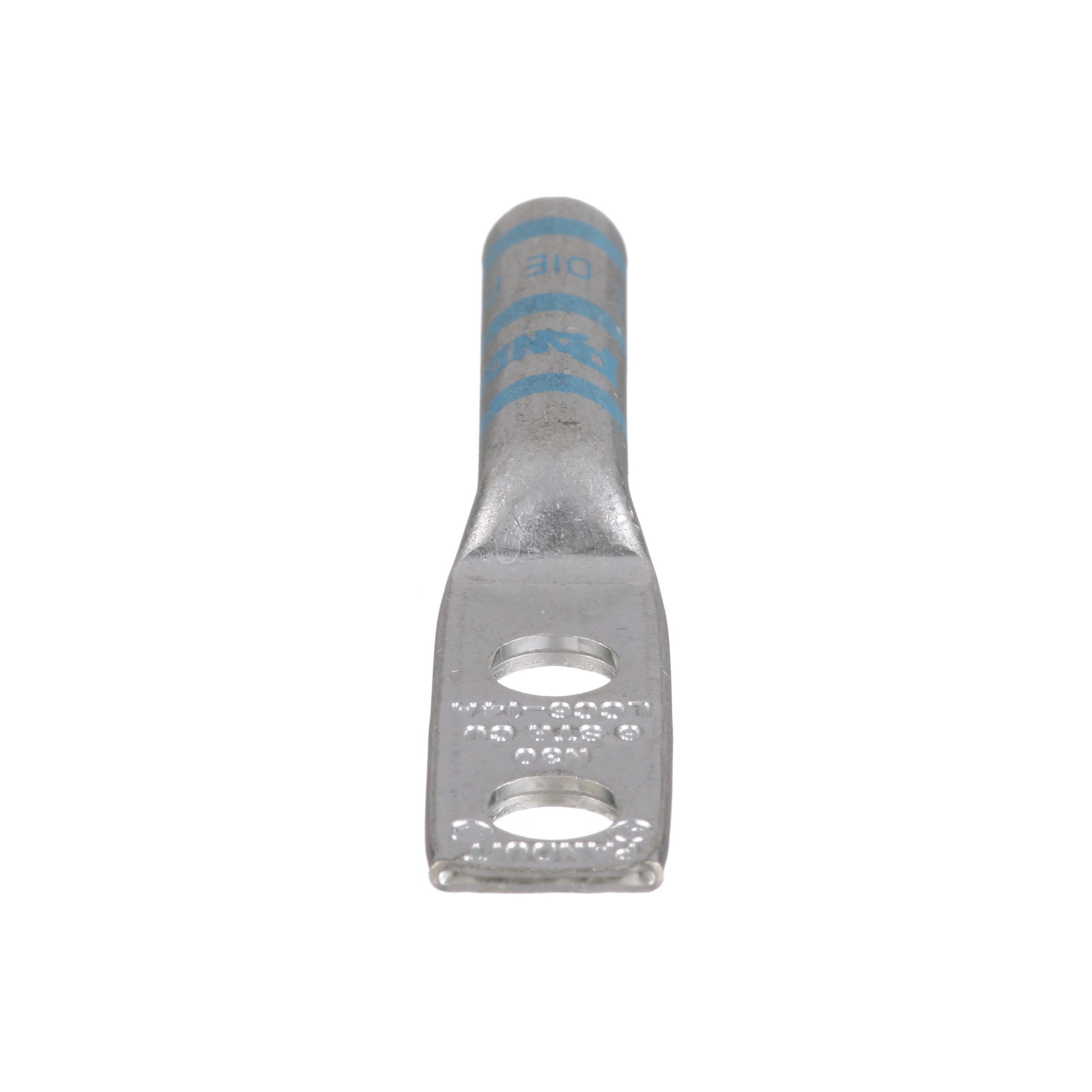 Cosse 6 AWG cuivre;2 trous 1/4″;espacement 0,63″;fût long;Cdt.50 Cosse 6 AWG cuivre;2 trous 1/4″;espacement 0,63″;fût long;Cdt.50