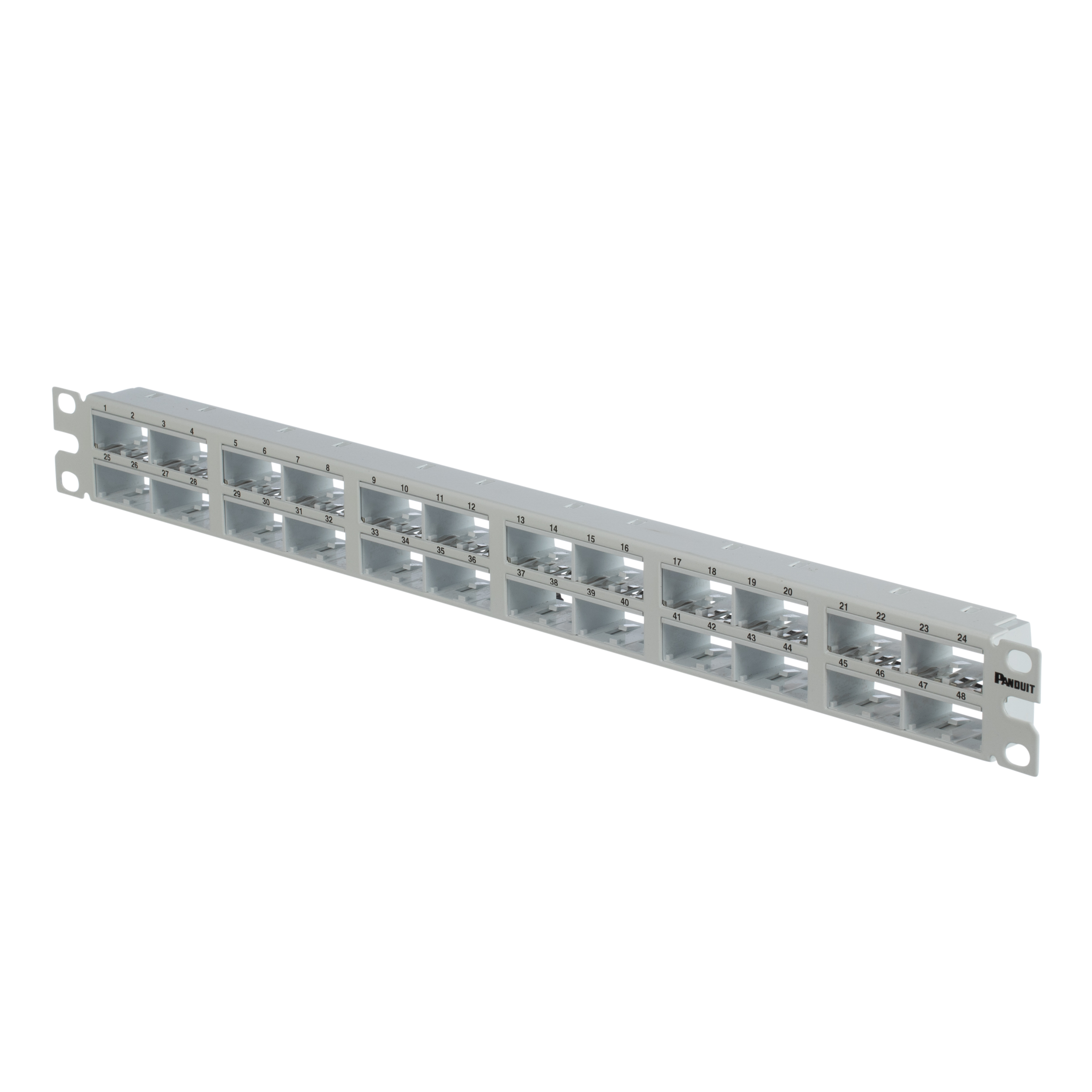 Yama Paneli, 48 Port, 1 RU, Beyaz, Korumalı