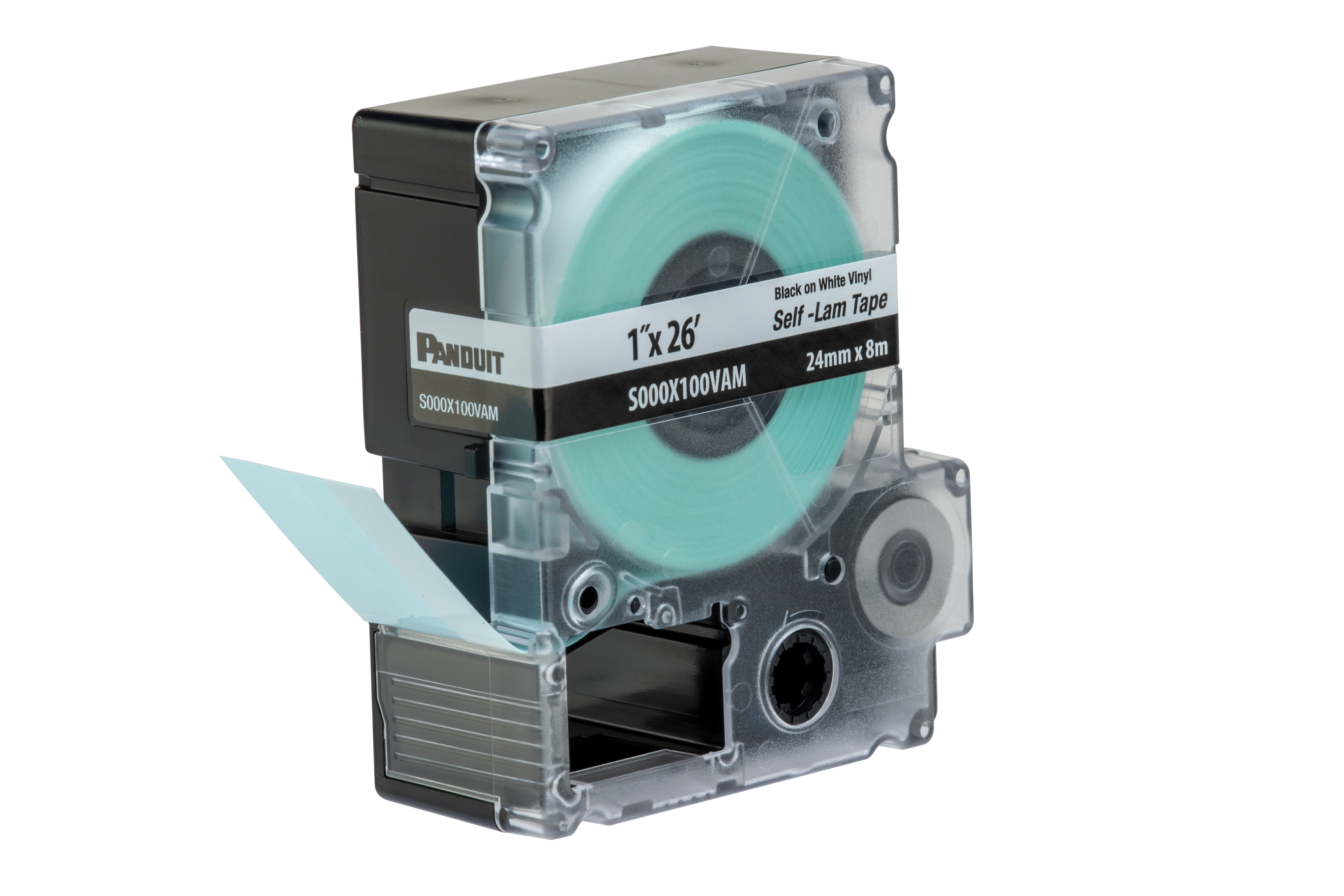 MP Cassette, Continuous Self-Lam Tape, Vinyl, 1.0" W x 26' L, White