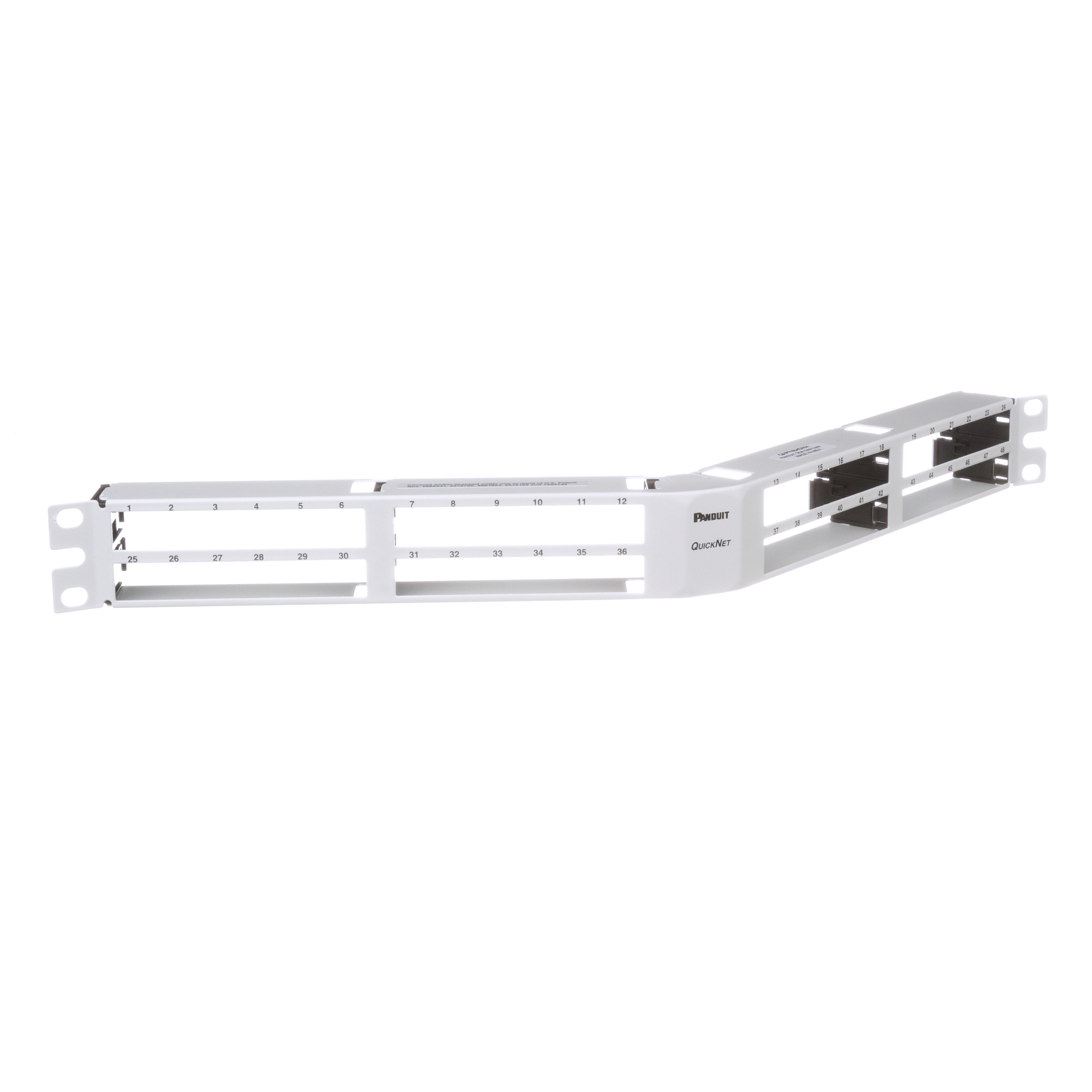 QuickNet™ Patch Panel, Dik Açılı, 48 Port, 1 RU, Beyaz