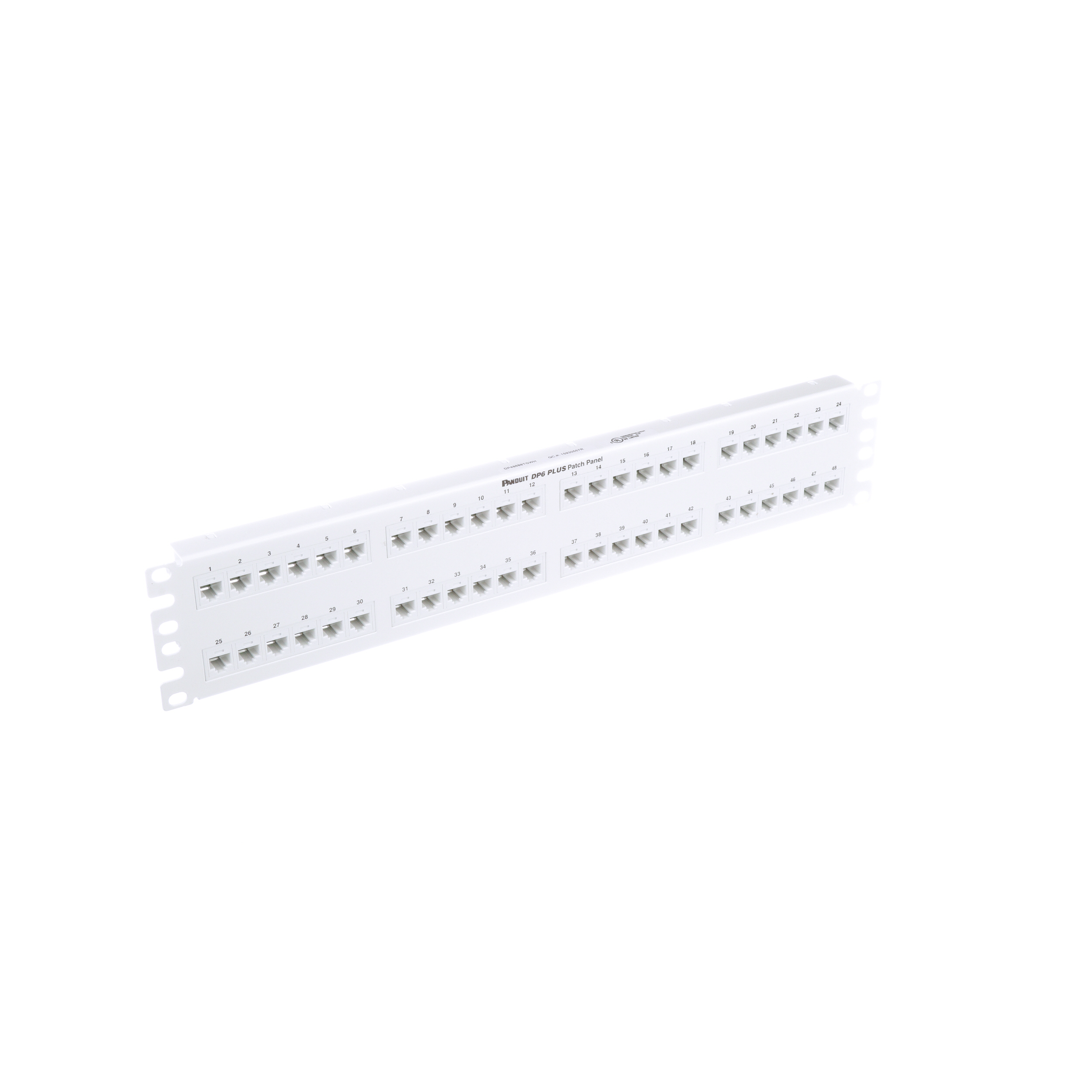 Flat Cat 6 Punchdown Patch Panel 48 Ports, 2RU, White
