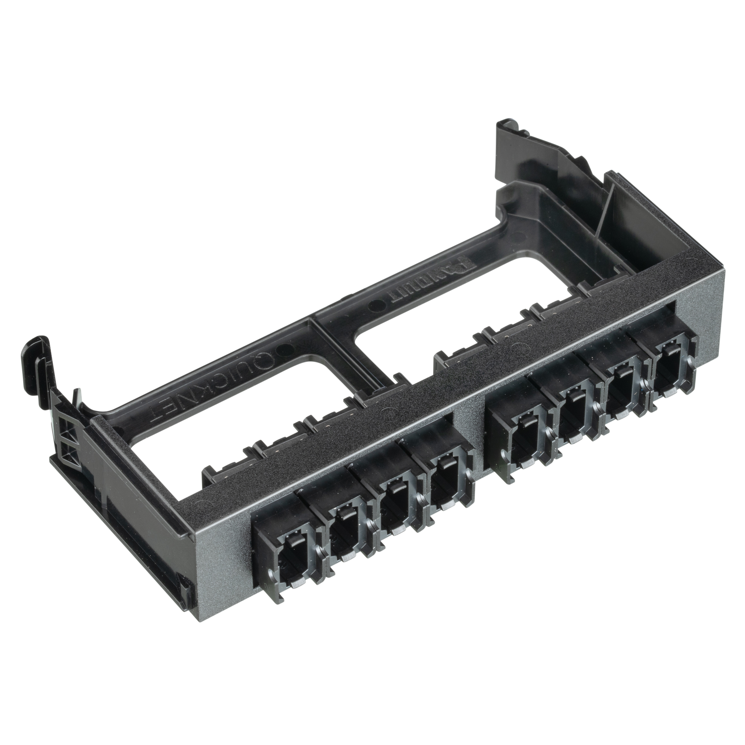 Quicknet Base 16  8 Port Fiber Adapter Panel MPO-16 Key-up to Key-down (black Adapters)