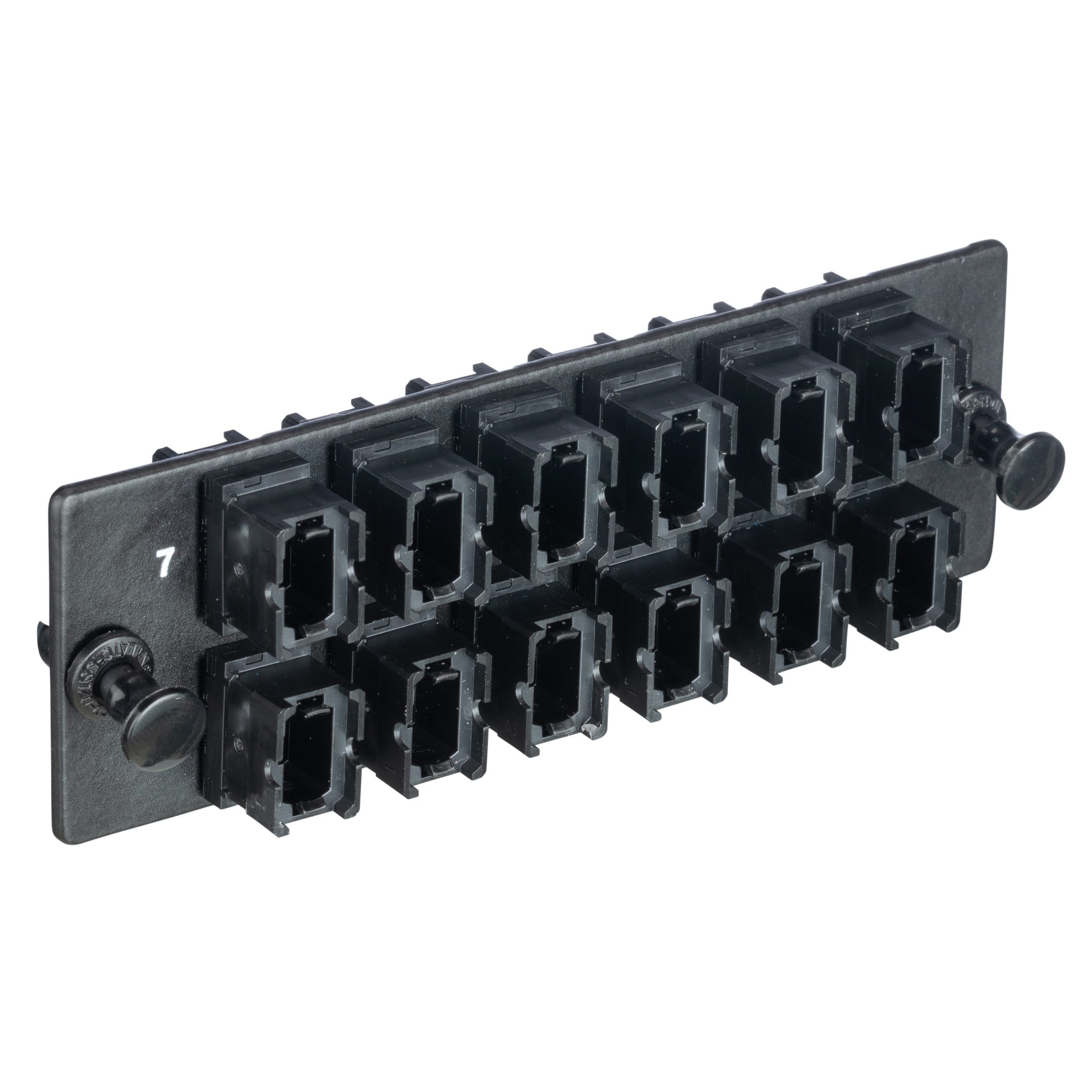 HD Flex Base 16  12 Port Fiber Adapter Panel MPO-16 Key-up to Key-down (black Adapters)