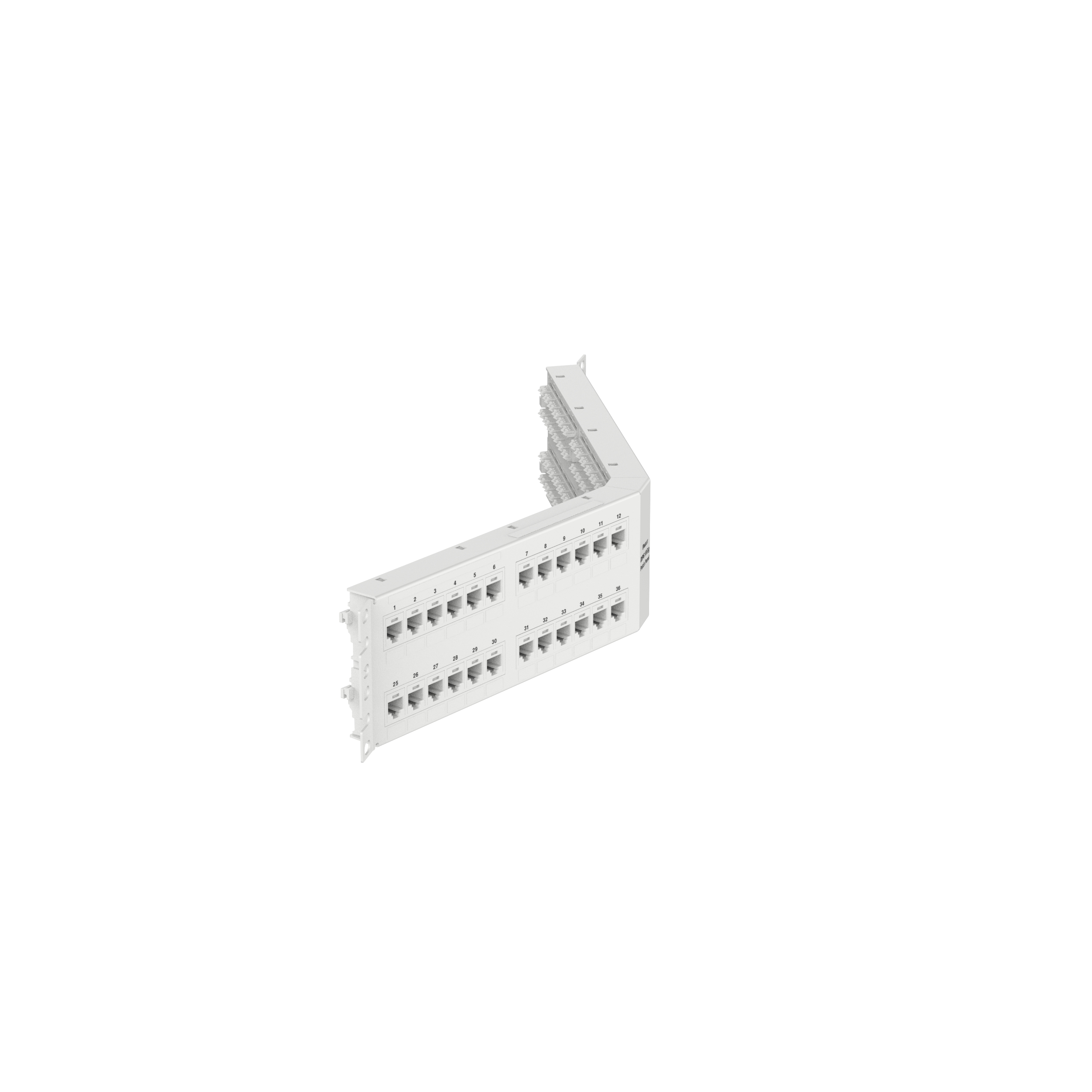 Dik Açılı Cat 6A Çıkış Paneli 48 Port, 2RU, Beyaz