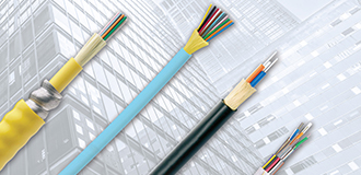 Cover of brochure showing fiber optic cables