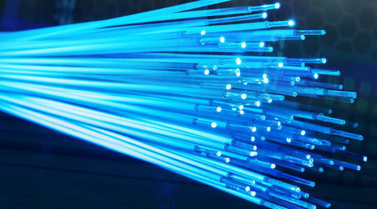 strands of glowing fiber optic cables