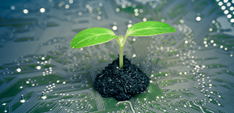 Plant on top of computer chip (image used in blog article)